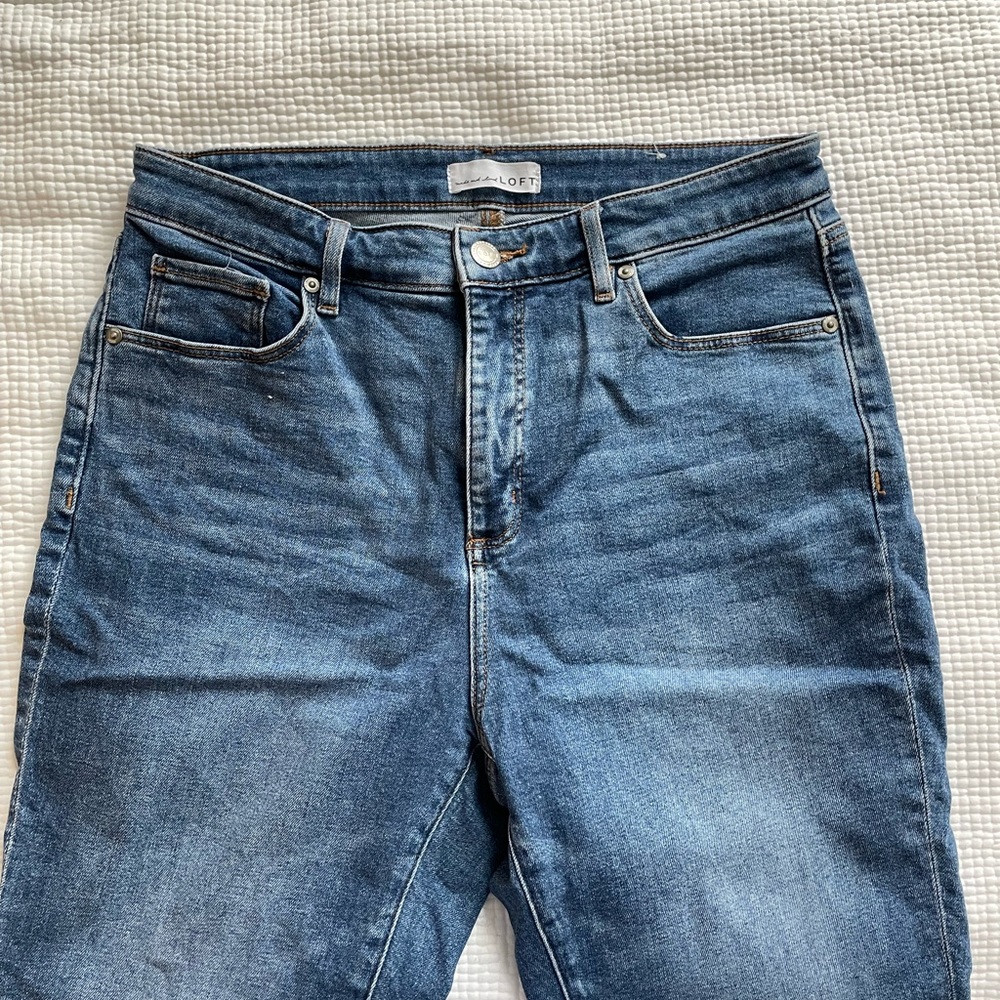 Chewed Hem LOFT Curvy High Waist Skinny Jeans size 30